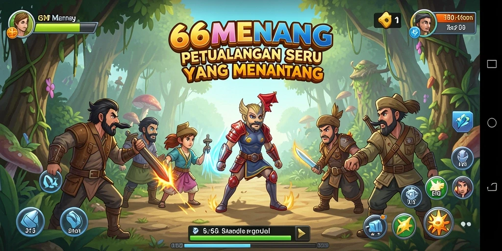 Tampilan gameplay seru dalam 66MENANG saat menjelajahi dunia petualangan.