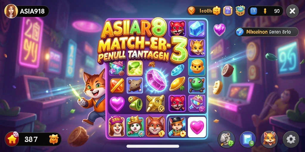 Tampak gameplay seru dari ASIA918 dengan berbagai level Match-3.