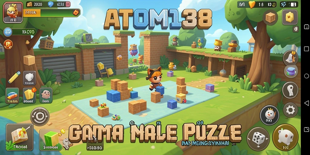 Screenshot utama ATOM138 menampilkan gameplay Puzzle yang seru dan menantang.