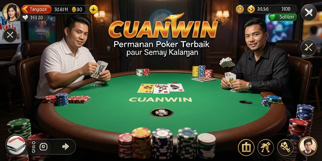 Tampilan screenshot CUANWIN menampilkan aksi seru permainan Poker.