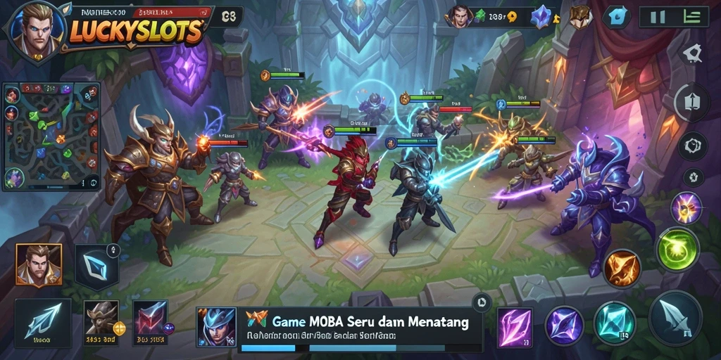 Gameplay MOBA yang intens dan menegangkan di LUCKYSLOTS.