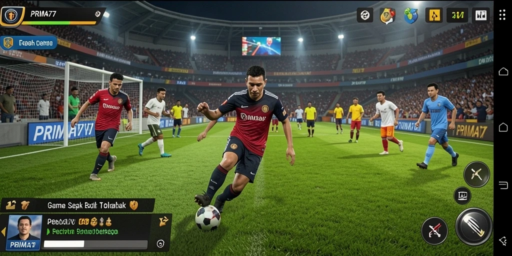 Tampilan dinamis dari pertandingan sepak bola yang seru.