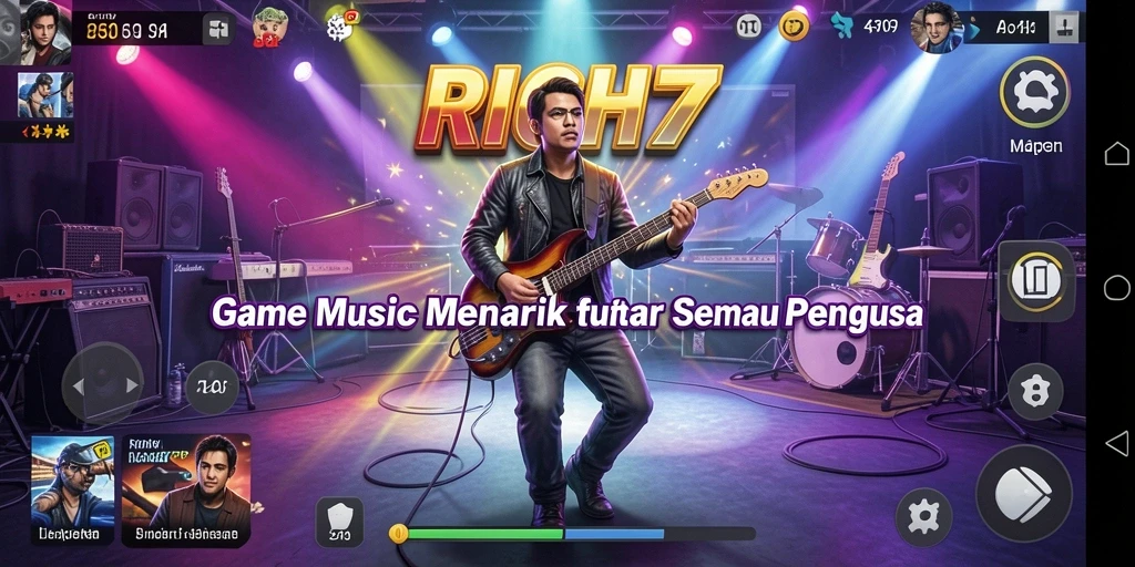 Screenshot gameplay RICH7 yang menunjukkan pengalaman musik yang seru.
