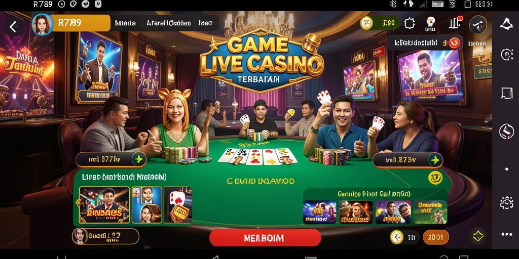 Menampilkan gameplay Live Casino yang seru dan interaktif.