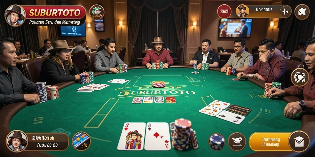 Screenshot gameplay SUBURTOTO yang menunjukkan keseruan bermain poker.