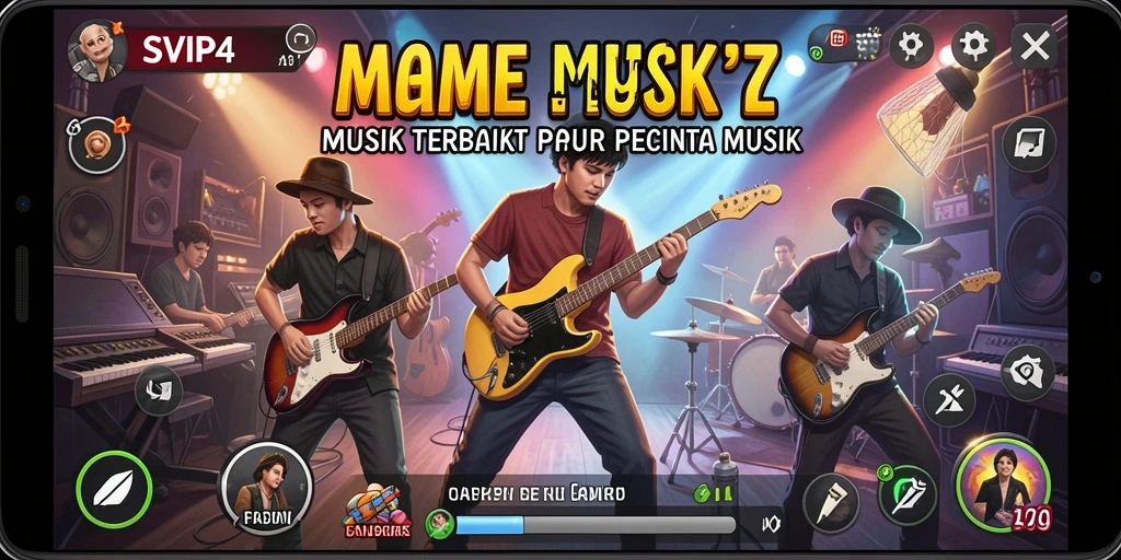 Tangkapan layar dari gameplay SVIP4 yang menampilkan aksi seru permainan musik.
