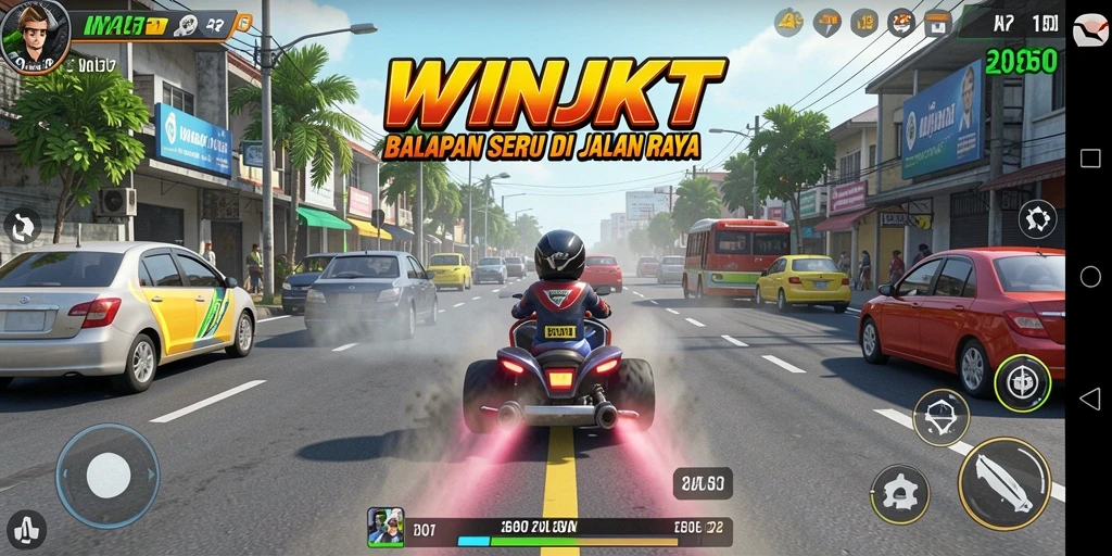 Tampilan menakjubkan dari gameplay balapan di WINJKT.